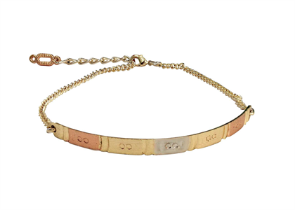 3 Tone Plated Diamond Cut Charm Bangle Bracelet